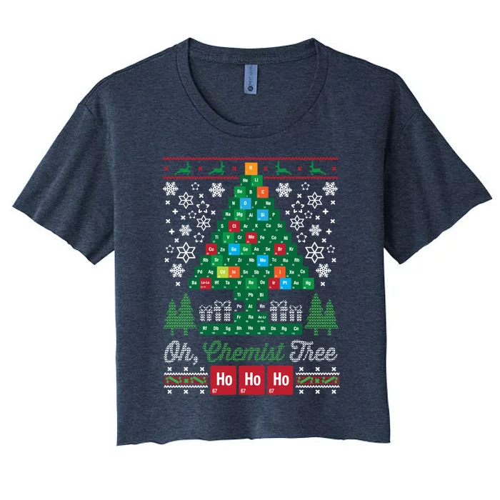 Oh Chemist Tree Merry Christmas Ugly Sweatshirt Women's Crop Top Tee