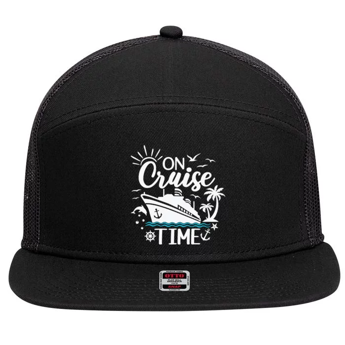 On Cruise Time White 7 Panel Mesh Trucker Snapback Hat