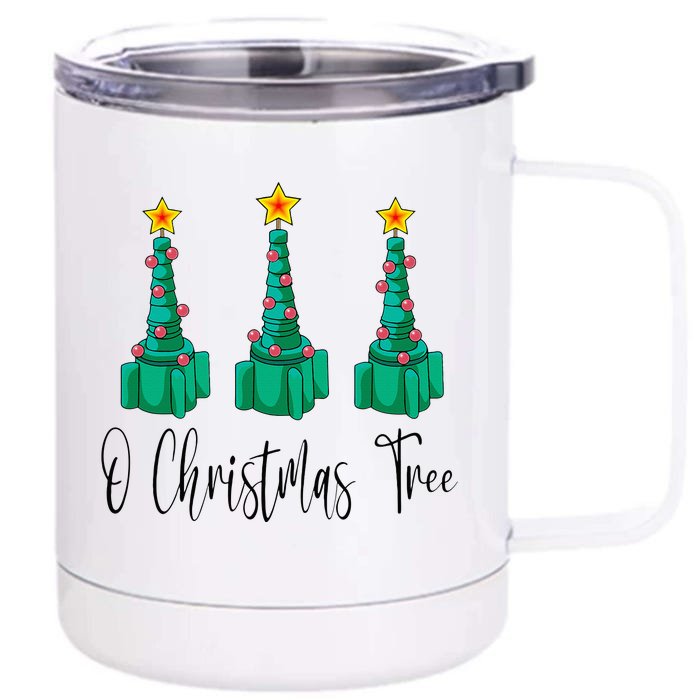 O Christmas Tree Funny Respiratory Therapist Christmas Nurse Front & Back 12oz Stainless Steel Tumbler Cup