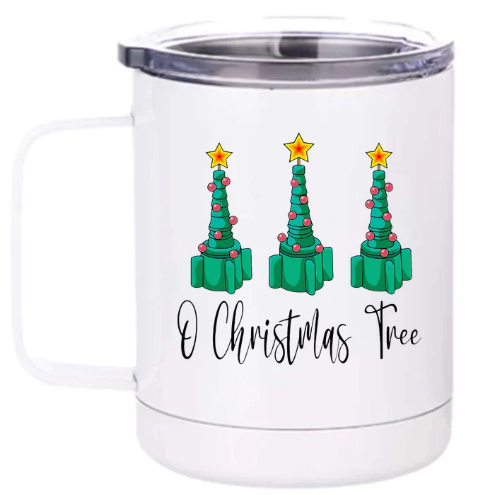 O Christmas Tree Funny Respiratory Therapist Christmas Nurse Front & Back 12oz Stainless Steel Tumbler Cup