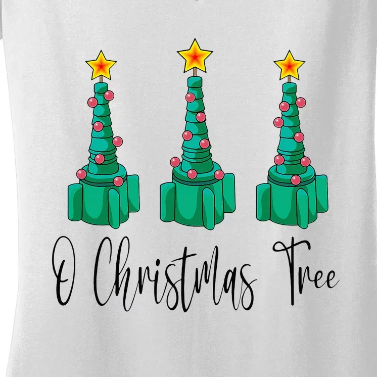 O Christmas Tree Funny Respiratory Therapist Christmas Nurse Women's V-Neck T-Shirt