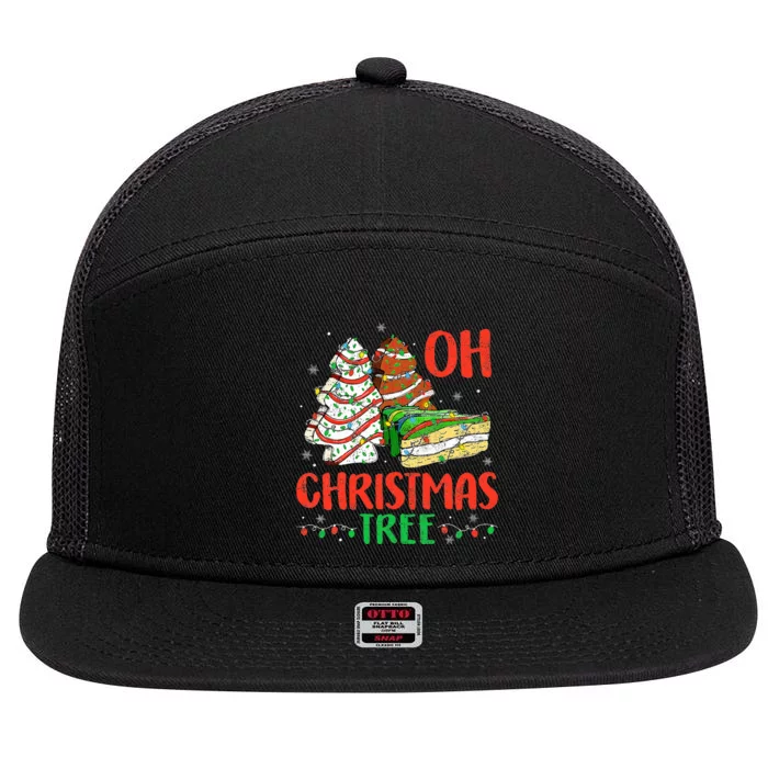 Oh Christmas Tree Cakes Debbie Becky Jen Cake Lovers 7 Panel Mesh Trucker Snapback Hat