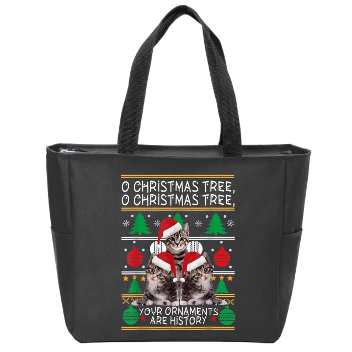 Oh Christmas Tree Your Ornaments Are Hirstory Cat Christmas Pajama Zip Tote Bag