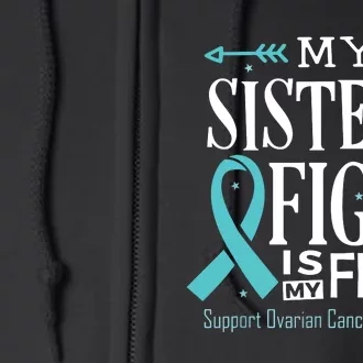 Ovarian Cancer Teal Ribbon My SisterS Fight Is My Fight Full Zip Hoodie