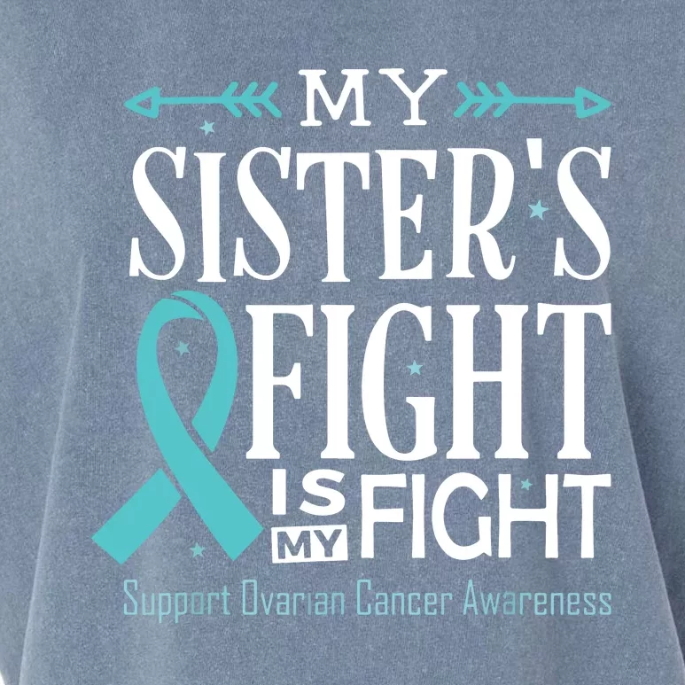 Ovarian Cancer Teal Ribbon My SisterS Fight Is My Fight Garment-Dyed Women's Muscle Tee