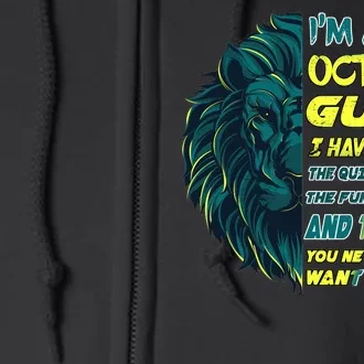 October Birthday Guy Has 3 Sides Sweet Funny Crazy Full Zip Hoodie