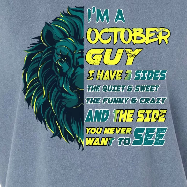 October Birthday Guy Has 3 Sides Sweet Funny Crazy Garment-Dyed Women's Muscle Tee