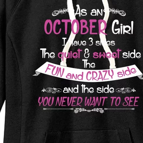 October Girl Sweet But Crazy Funny Birthday Women's Fleece Hoodie