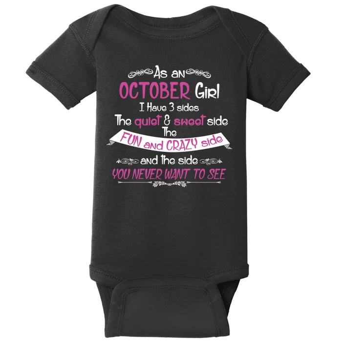 October Girl Sweet But Crazy Funny Birthday Baby Bodysuit