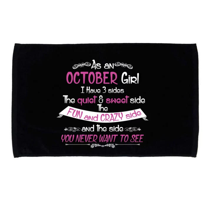 October Girl Sweet But Crazy Funny Birthday Microfiber Hand Towel