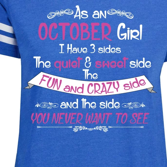 October Girl Sweet But Crazy Funny Birthday Enza Ladies Jersey Football T-Shirt