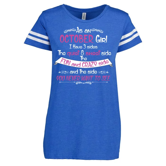 October Girl Sweet But Crazy Funny Birthday Enza Ladies Jersey Football T-Shirt