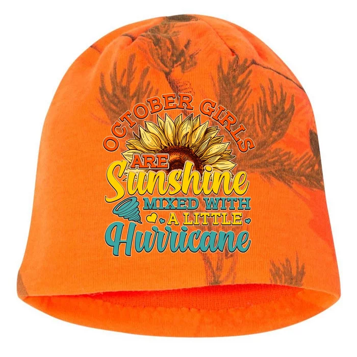 October Girls Are Sunshine Mixed With A Little Hurricane Sunflower Birthday Kati - Camo Knit Beanie