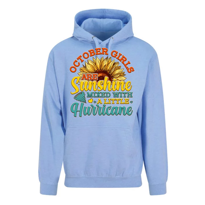 October Girls Are Sunshine Mixed With A Little Hurricane Sunflower Birthday Unisex Surf Hoodie