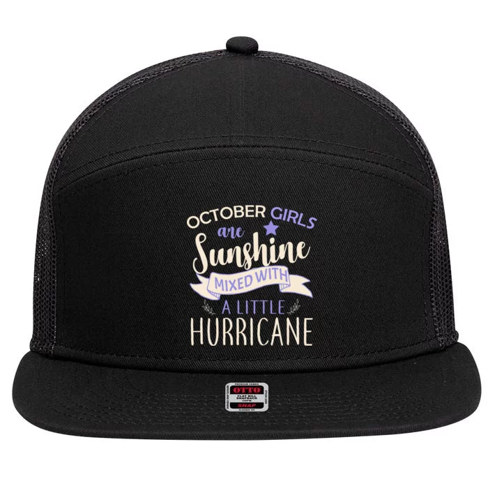 October Girls Are Sunshine Mixed With Hurricane 7 Panel Mesh Trucker Snapback Hat