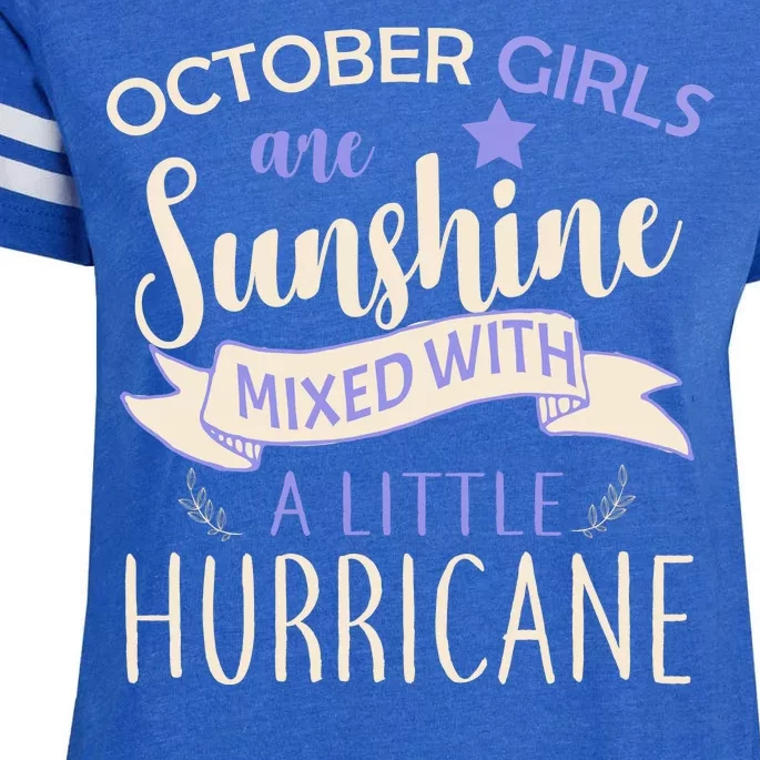 October Girls Are Sunshine Mixed With Hurricane Enza Ladies Jersey Football T-Shirt