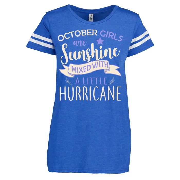 October Girls Are Sunshine Mixed With Hurricane Enza Ladies Jersey Football T-Shirt