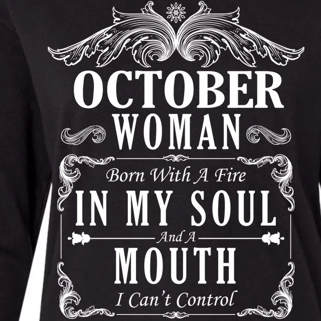 October Woman Funny Birthday Womens Cotton Relaxed Long Sleeve T-Shirt