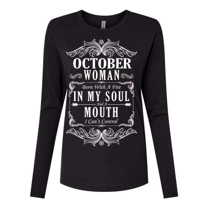 October Woman Funny Birthday Womens Cotton Relaxed Long Sleeve T-Shirt