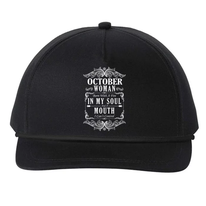 October Woman Funny Birthday Snapback Five-Panel Rope Hat