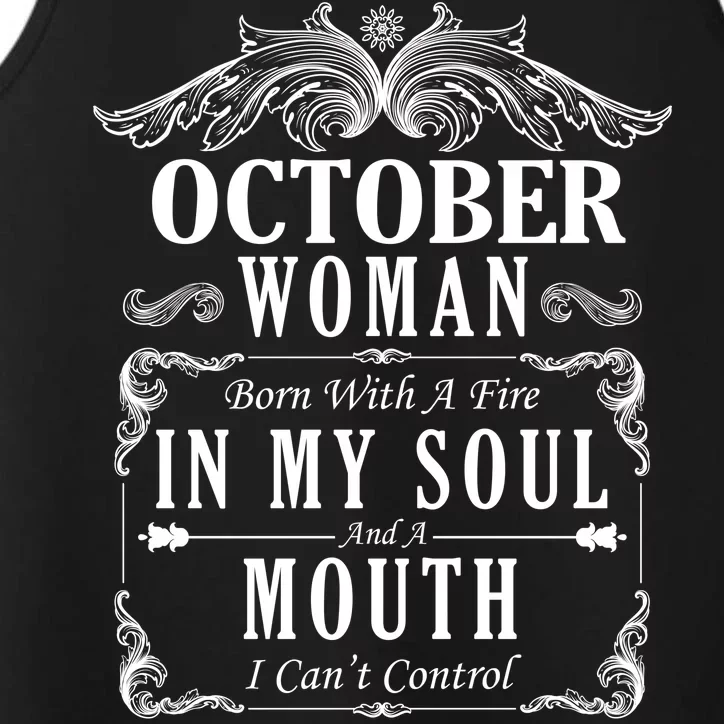 October Woman Funny Birthday Performance Tank