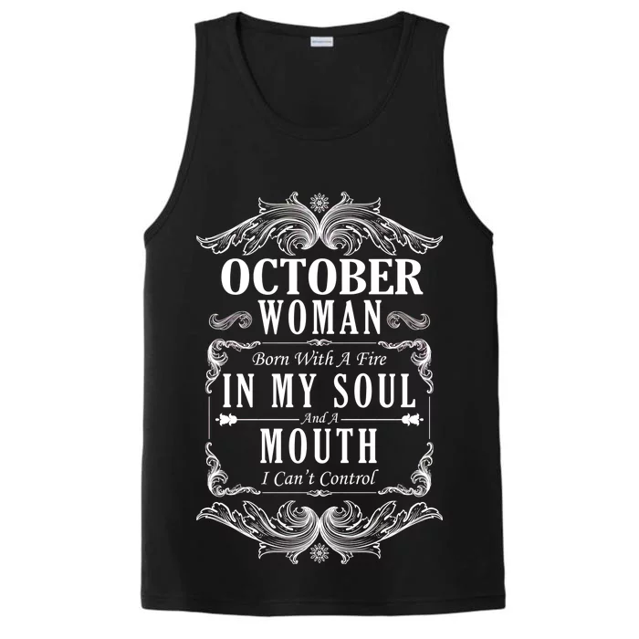 October Woman Funny Birthday Performance Tank