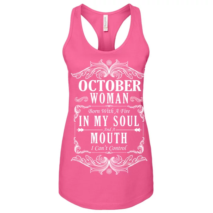 October Woman Funny Birthday Women's Racerback Tank