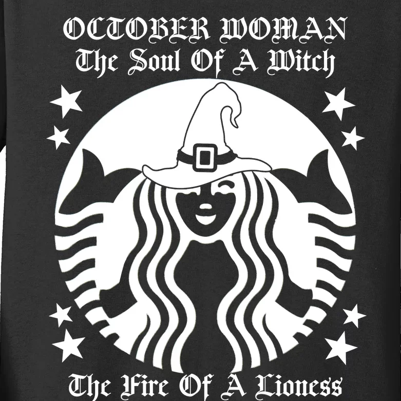 October Woman Soul Of A Witch Fire Of Lioness Kids Long Sleeve Shirt