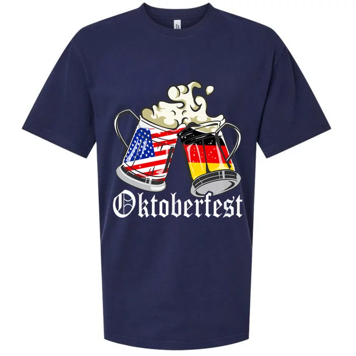 Oktoberfest Cheers Usa Germany Flags Sueded Cloud Jersey T-Shirt