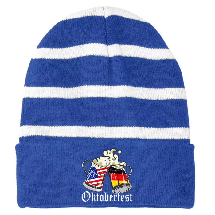 Oktoberfest Cheers Usa Germany Flags Striped Beanie with Solid Band