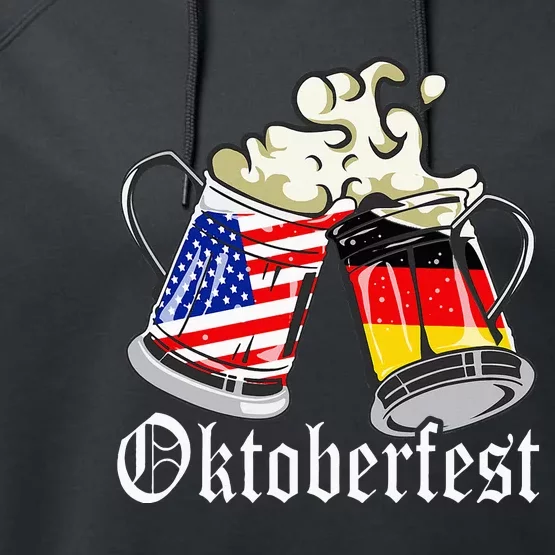 Oktoberfest Cheers Usa Germany Flags Performance Fleece Hoodie