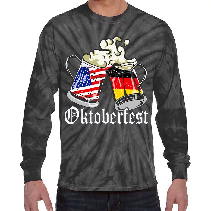 Oktoberfest Cheers Usa Germany Flags Tie-Dye Long Sleeve Shirt