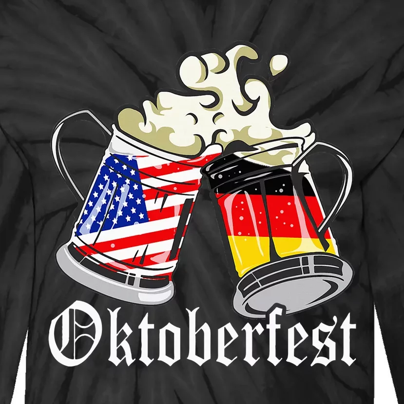 Oktoberfest Cheers Usa Germany Flags Tie-Dye Long Sleeve Shirt