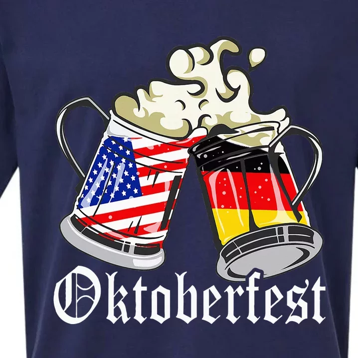 Oktoberfest Cheers Usa Germany Flags Sueded Cloud Jersey T-Shirt