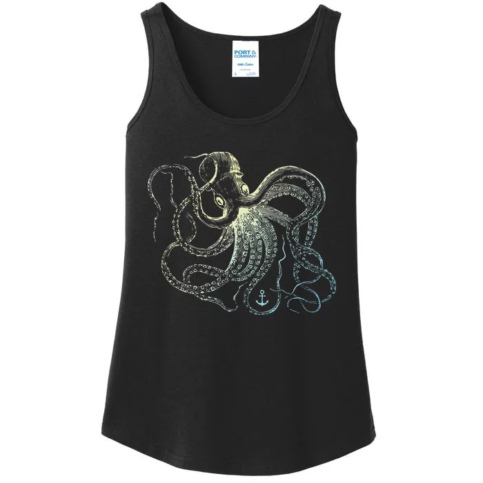 Octopus Cool Vintage Marine Biologist Ocean Sea Life 3 Ladies Essential Tank