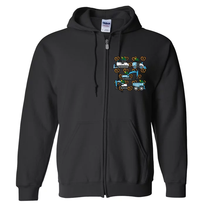 Oktoberfest Construction Vehicles German Full Zip Hoodie