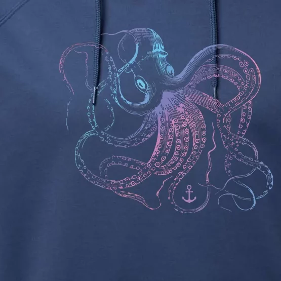 Octopus Cool Vintage Marine Biologist Ocean Sea Life 1 Performance Fleece Hoodie