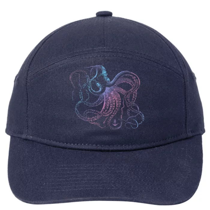 Octopus Cool Vintage Marine Biologist Ocean Sea Life 1 7-Panel Snapback Hat