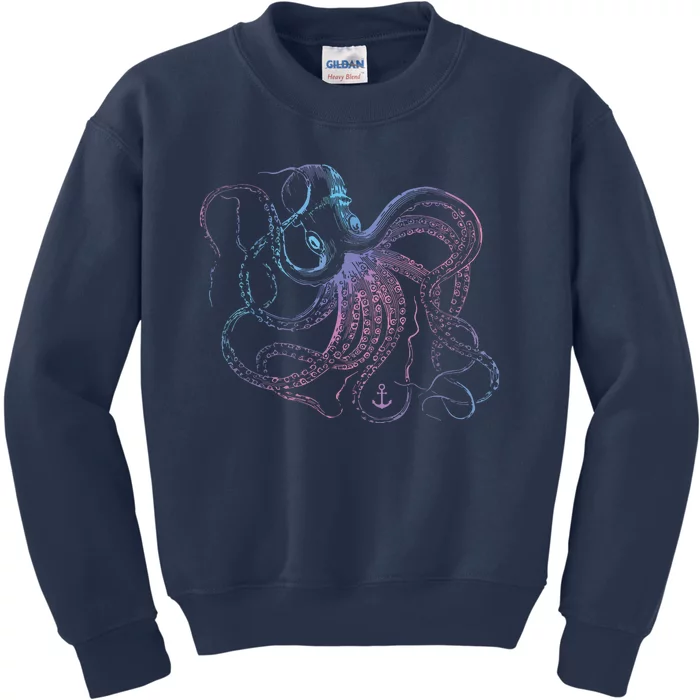 Octopus Cool Vintage Marine Biologist Ocean Sea Life 1 Kids Sweatshirt