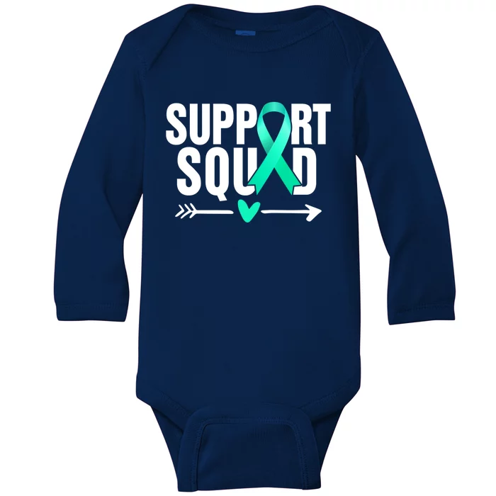 Ovarian Cancer Warrior Support Squad Meaningful Gift Baby Long Sleeve Bodysuit