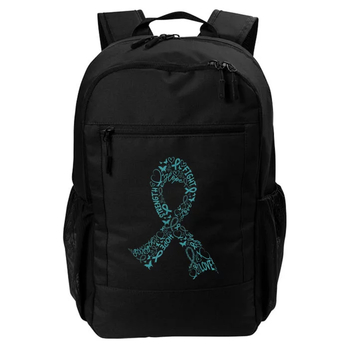 Ovarian Cancer Warrior Teal Ribbon Awareness Gift Daily Commute Backpack