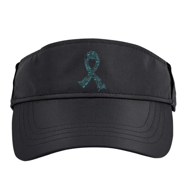 Ovarian Cancer Warrior Teal Ribbon Awareness Gift Adult Drive Performance Visor