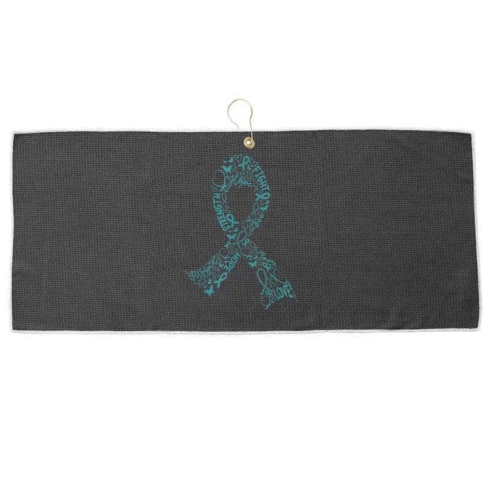 Ovarian Cancer Warrior Teal Ribbon Awareness Gift Large Microfiber Waffle Golf Towel