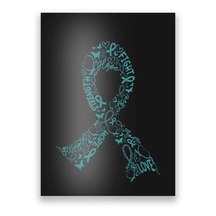 Ovarian Cancer Warrior Teal Ribbon Awareness Gift Poster