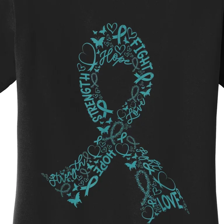 Ovarian Cancer Warrior Teal Ribbon Awareness Gift Women's T-Shirt