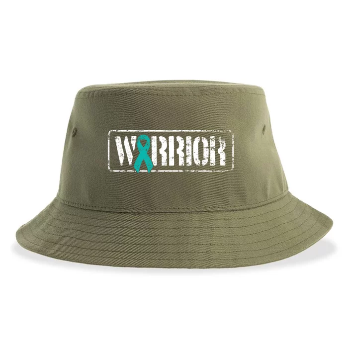 Ovarian Cancer Warrior Meaningful Gift Teal Military Style Awareness Gift Sustainable Bucket Hat