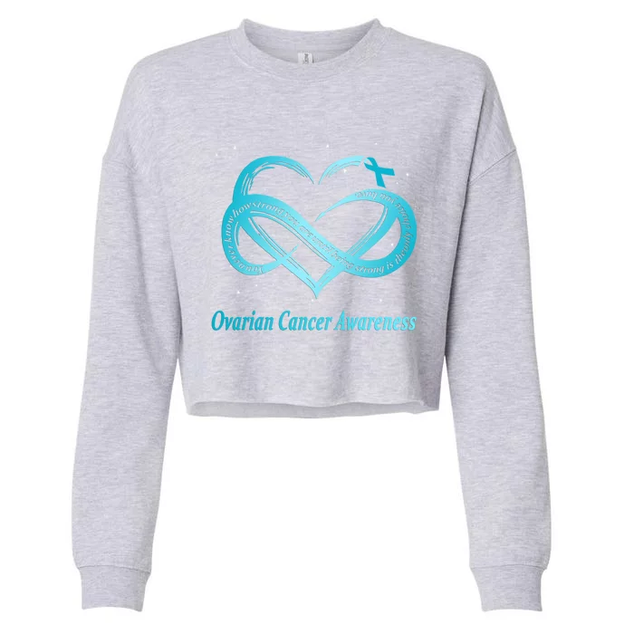 Ovarian Cancer Warrior Gift Cropped Pullover Crew