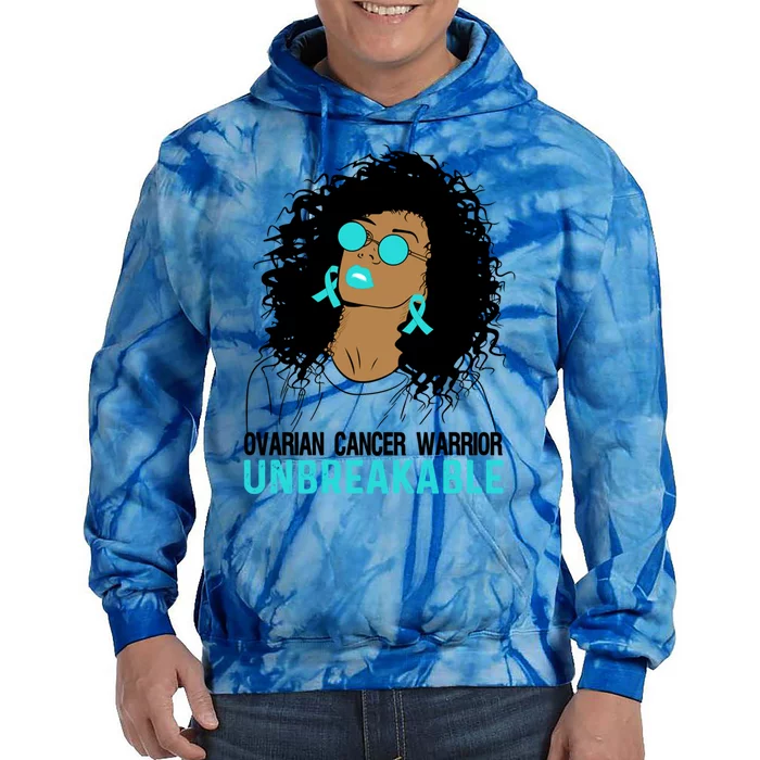 Ovarian Cancer Warrior Unbreakable Gift Tie Dye Hoodie