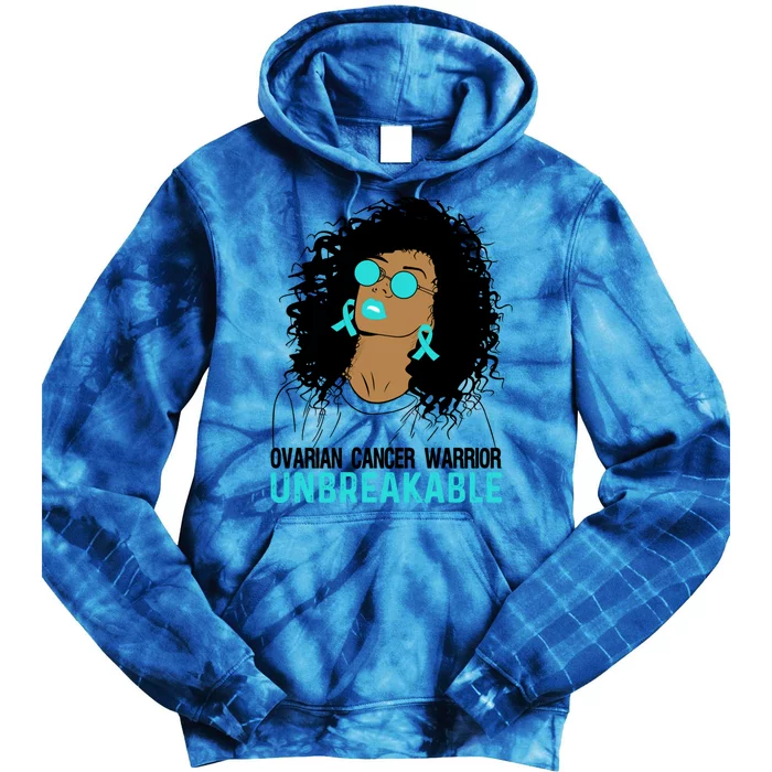 Ovarian Cancer Warrior Unbreakable Gift Tie Dye Hoodie