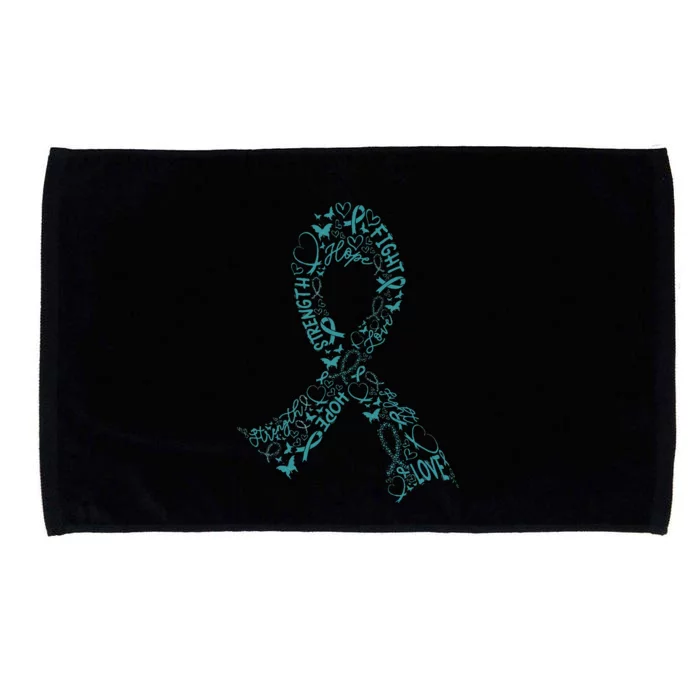 Ovarian Cancer Warrior Teal Ribbon Awareness Gift Microfiber Hand Towel